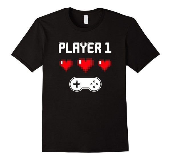 Player 1 T-shirt | Video Game Couples Shirt | Pixel Heart Sale