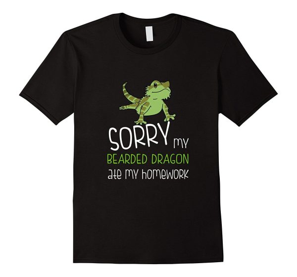 FUNNY BEARDED DRAGON T-SHIRT ATE HOMEWORK Student School For Discount