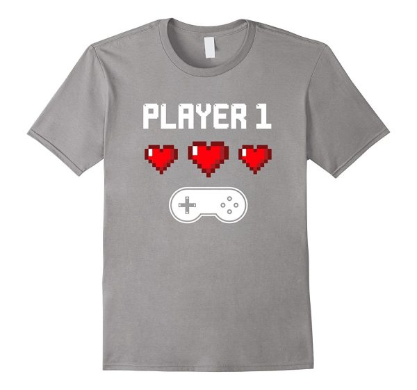 Player 1 T-shirt | Video Game Couples Shirt | Pixel Heart Sale