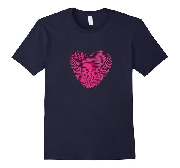 Fingerprint Pink Heart Valentines day T-Shirt Online Hot Sale