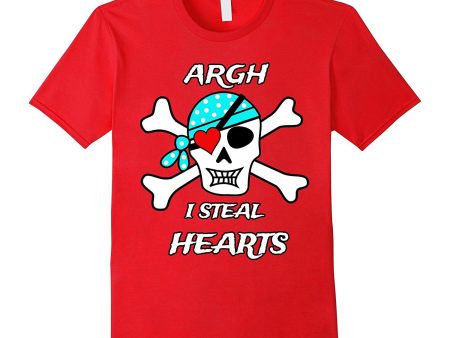 Valentines Day T Shirt Pirate Skull Heart Patch Hot on Sale